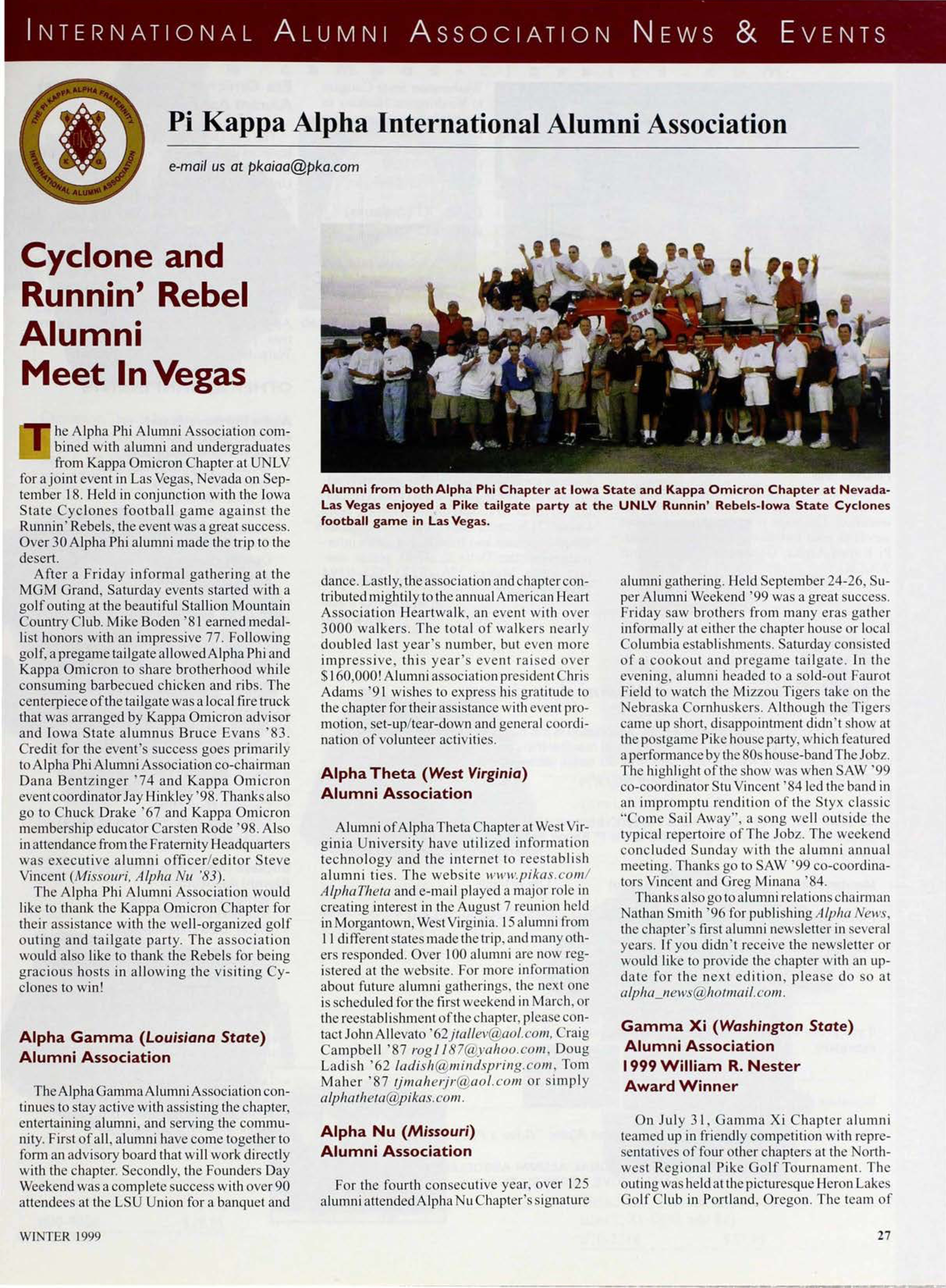 International Alumni Association News & Events, Winter 1999